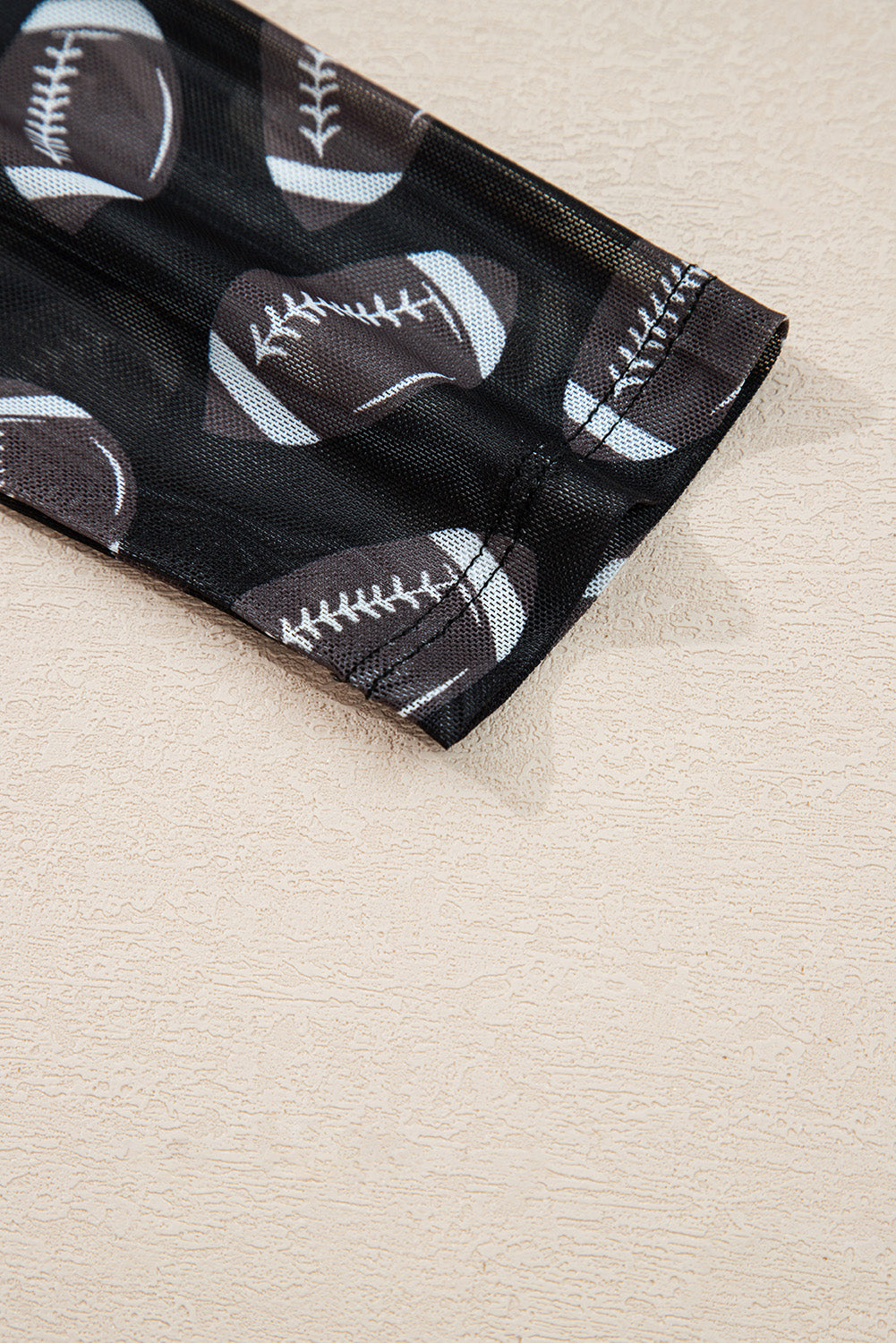 Black Game Day Football Mesh Sheer Top
