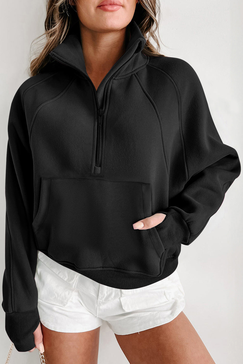 Black Fleece Lined Zip Up Sweatshirt