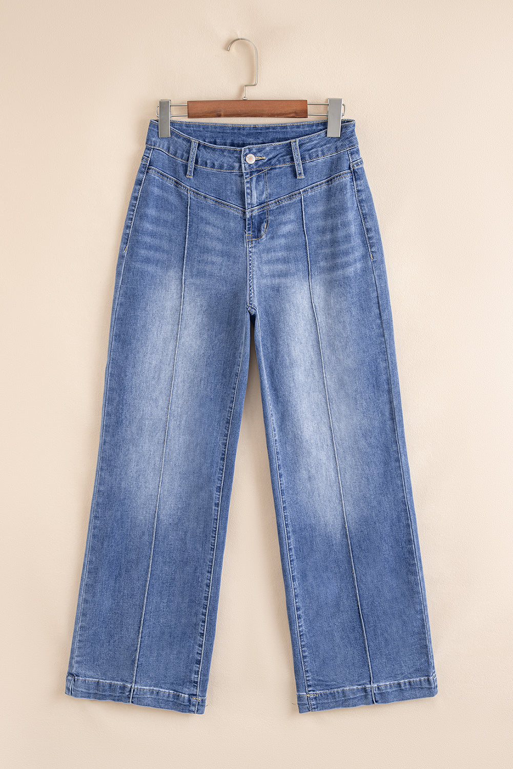Center Seam Detail Straight Loose High Rise Jeans