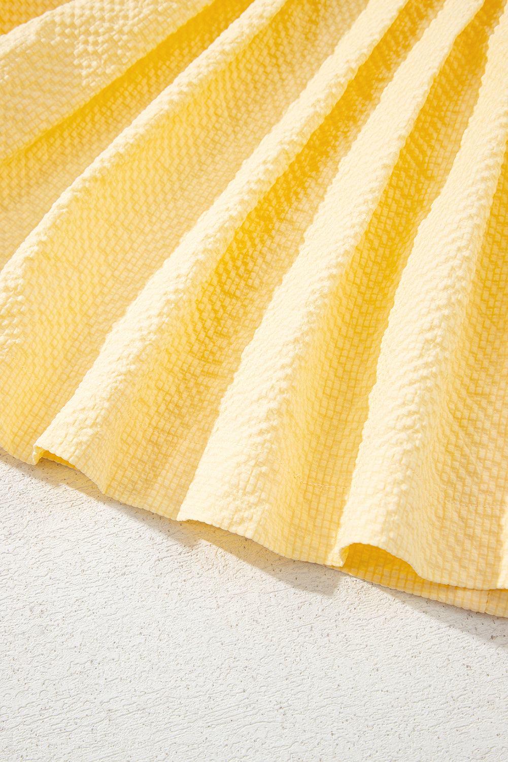 Yellow Bow Tie Notched Neck Pleated Tank Top