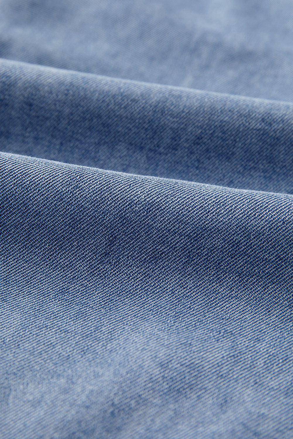 Denim Front Pintuck Bow Tie Puff Top