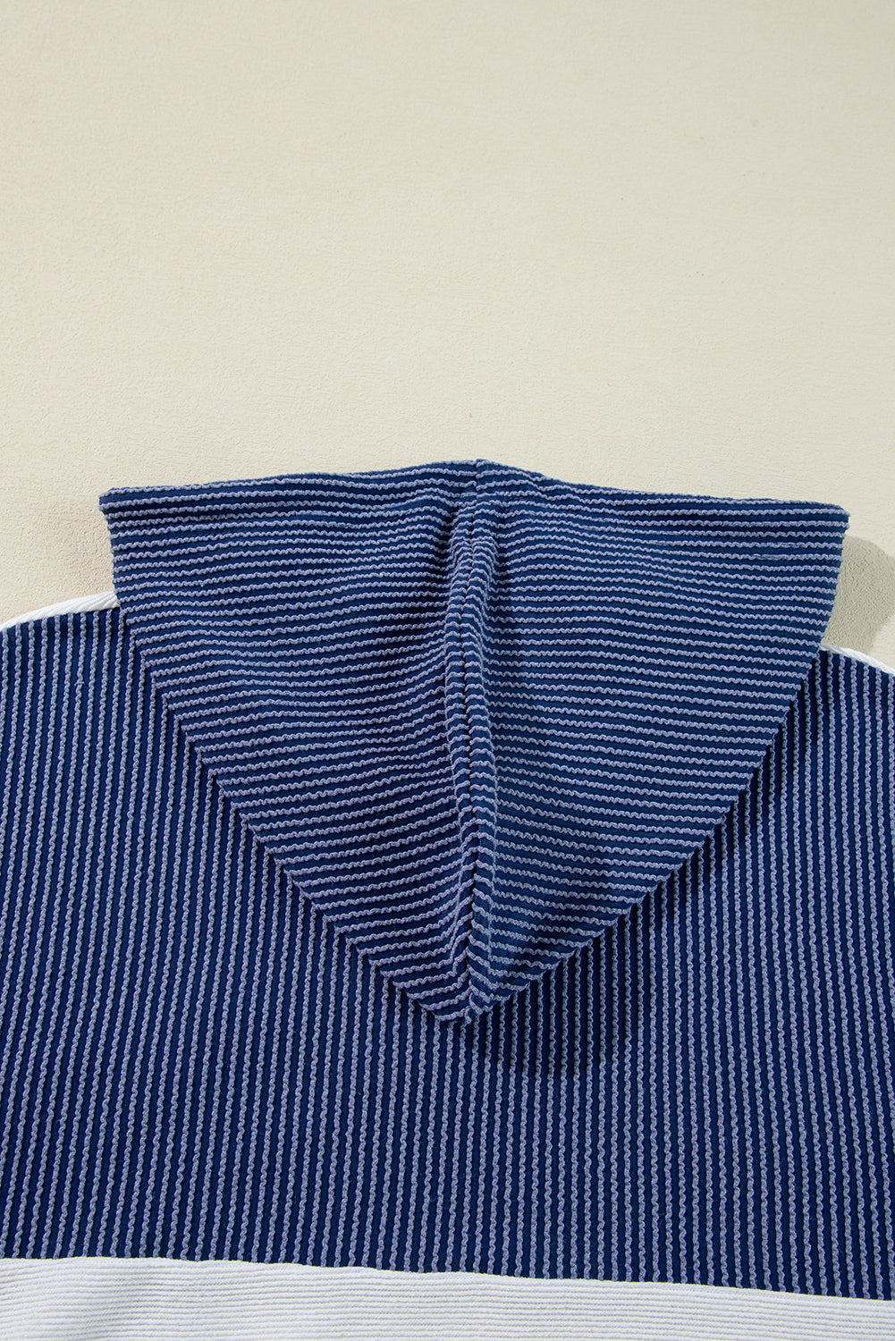 White Corded Colorblock Drawstring Hooded Top