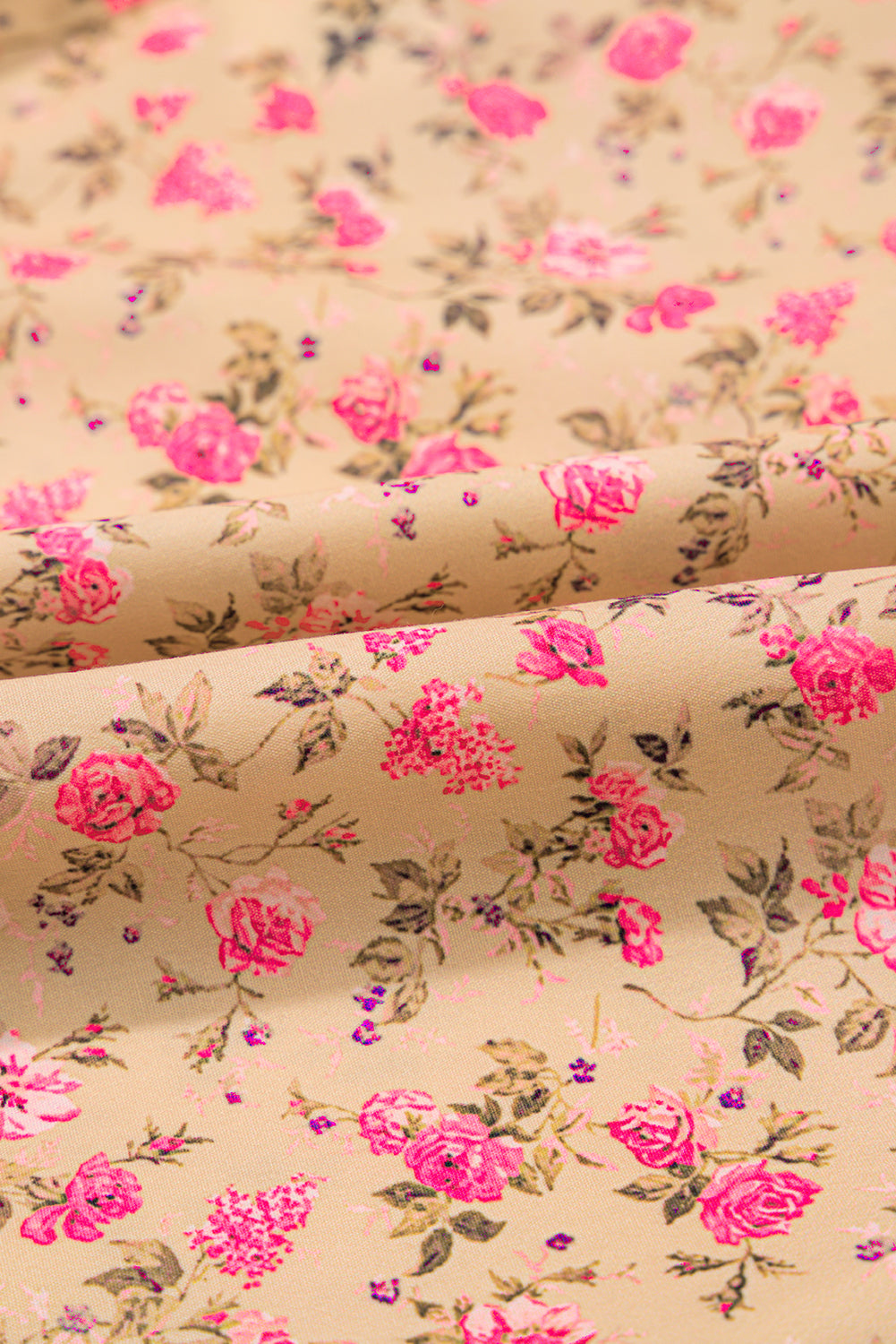 Floral Print Bow Pintuck Bust Half Puff Sleeve Blouse