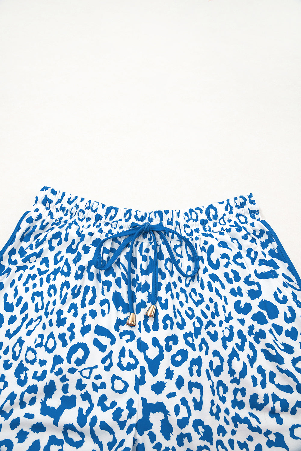 Blue Leopard Elastic Waist Shorts