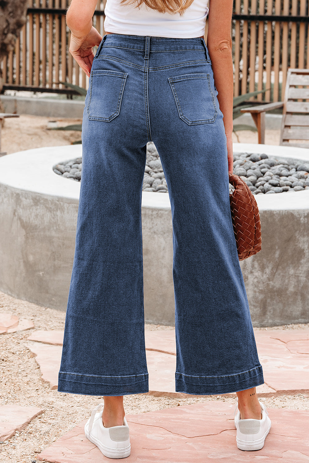 Cropped High Rise Wide Leg Jeans