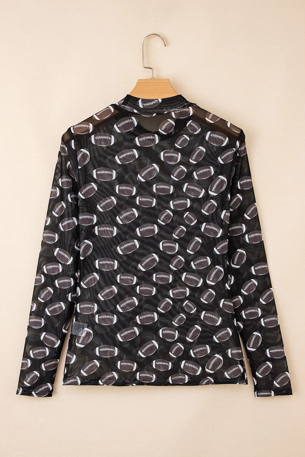 Black Game Day Football Mesh Sheer Top