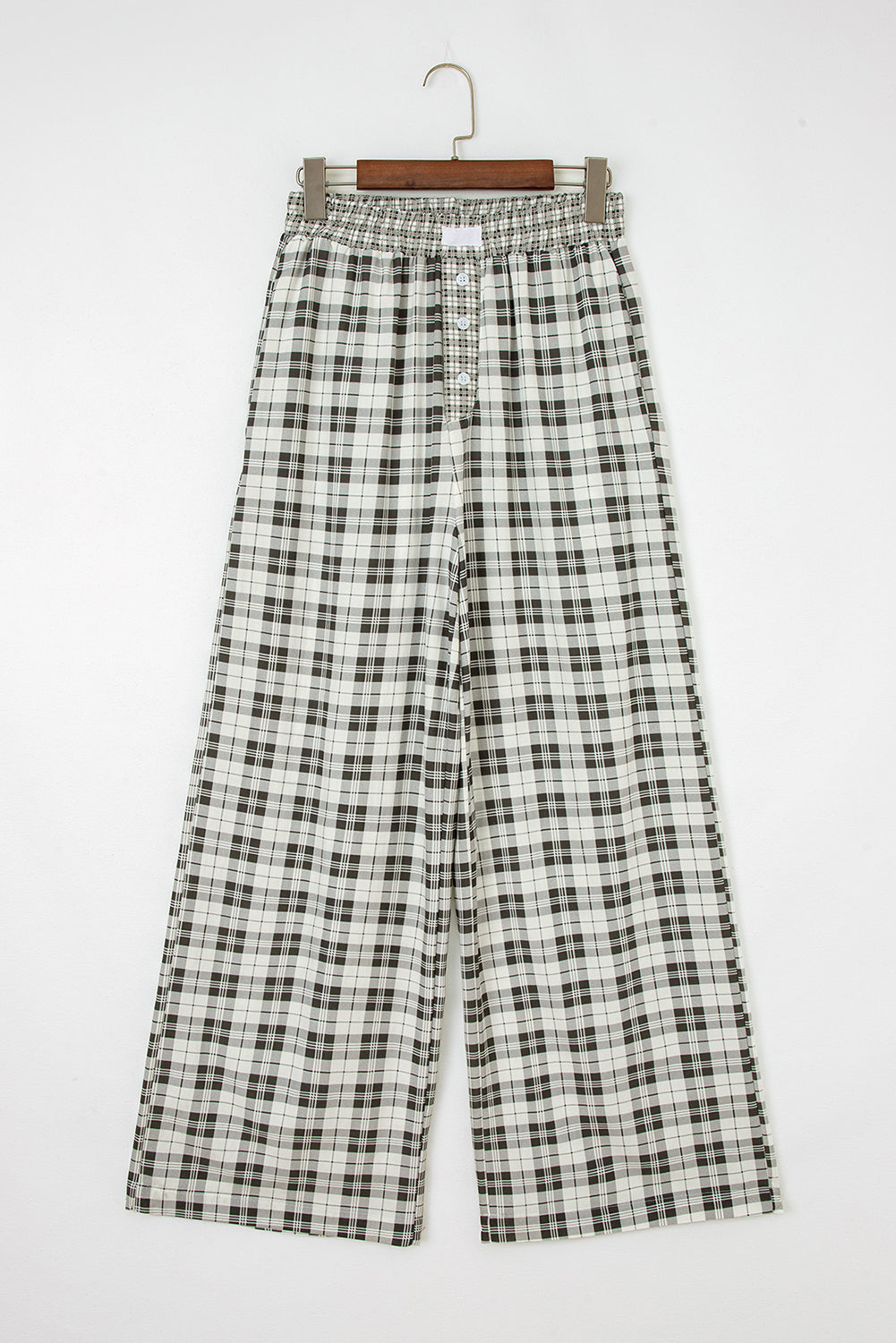 Gray Plaid Wide Leg Pants