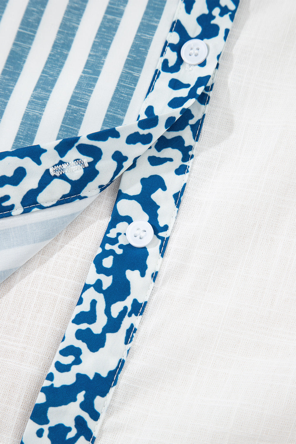 Blue Leopard Striped Button Up Shirt