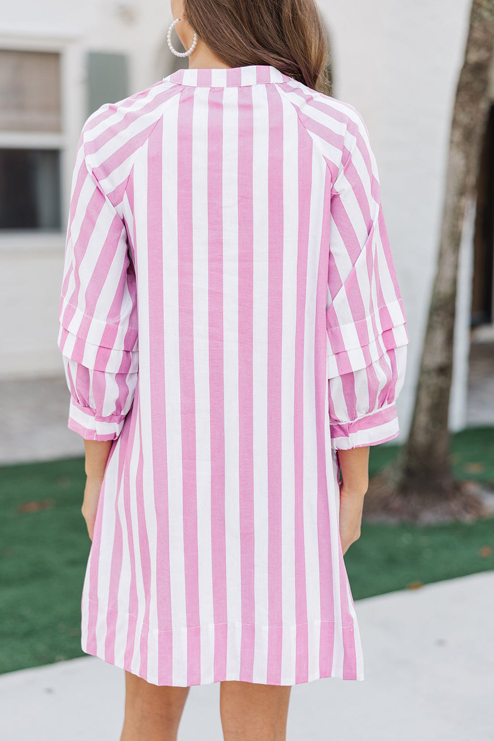 Rose Stripe Loose Mini Dress