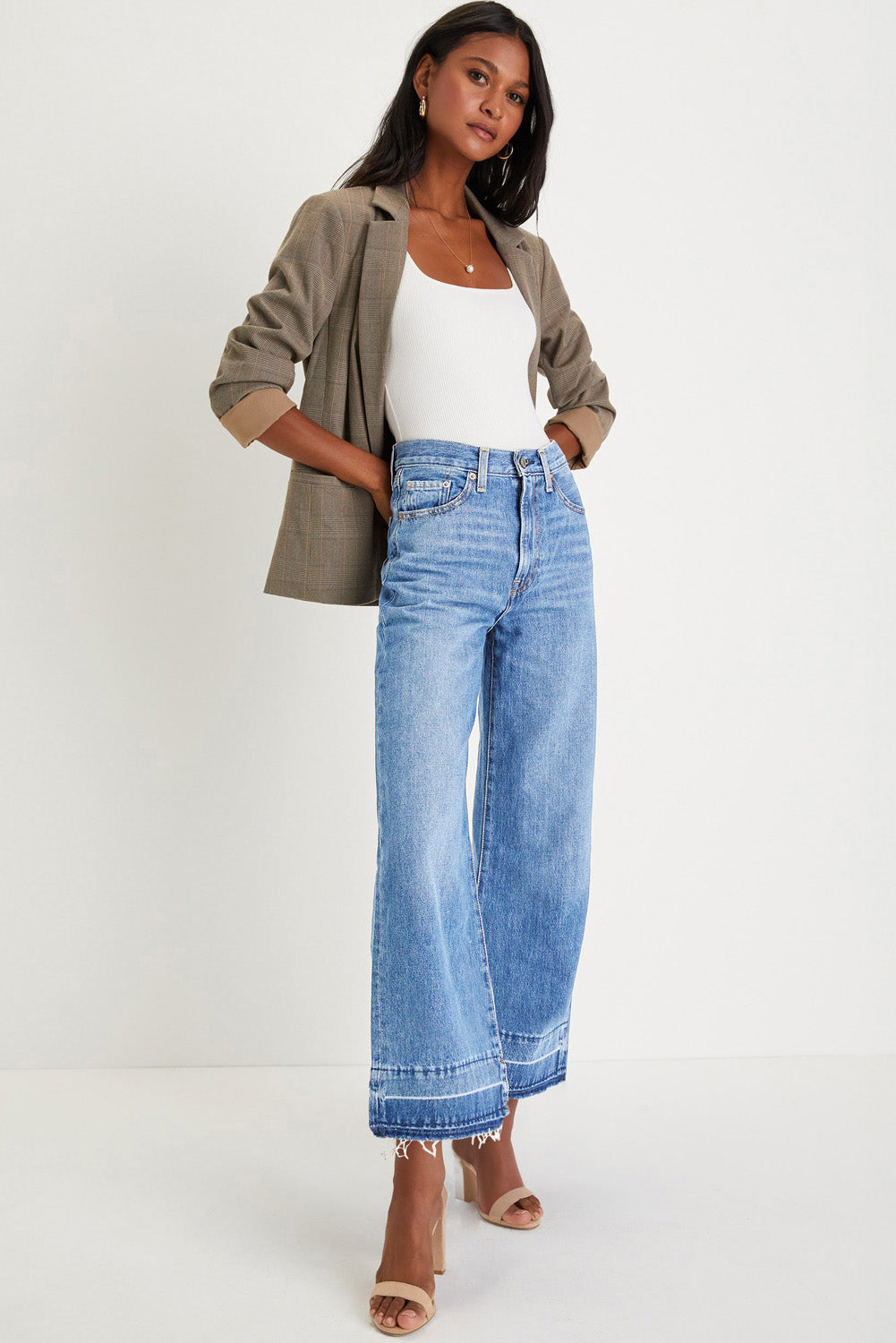 Black Raw Hem Straight Leg Jeans