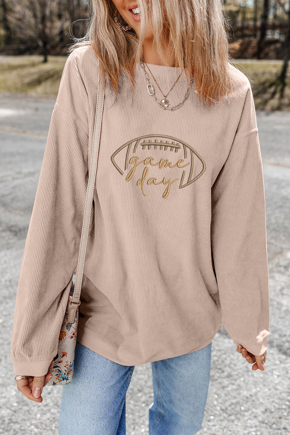 Game Day Embroidered Corduroy Sweatshirt