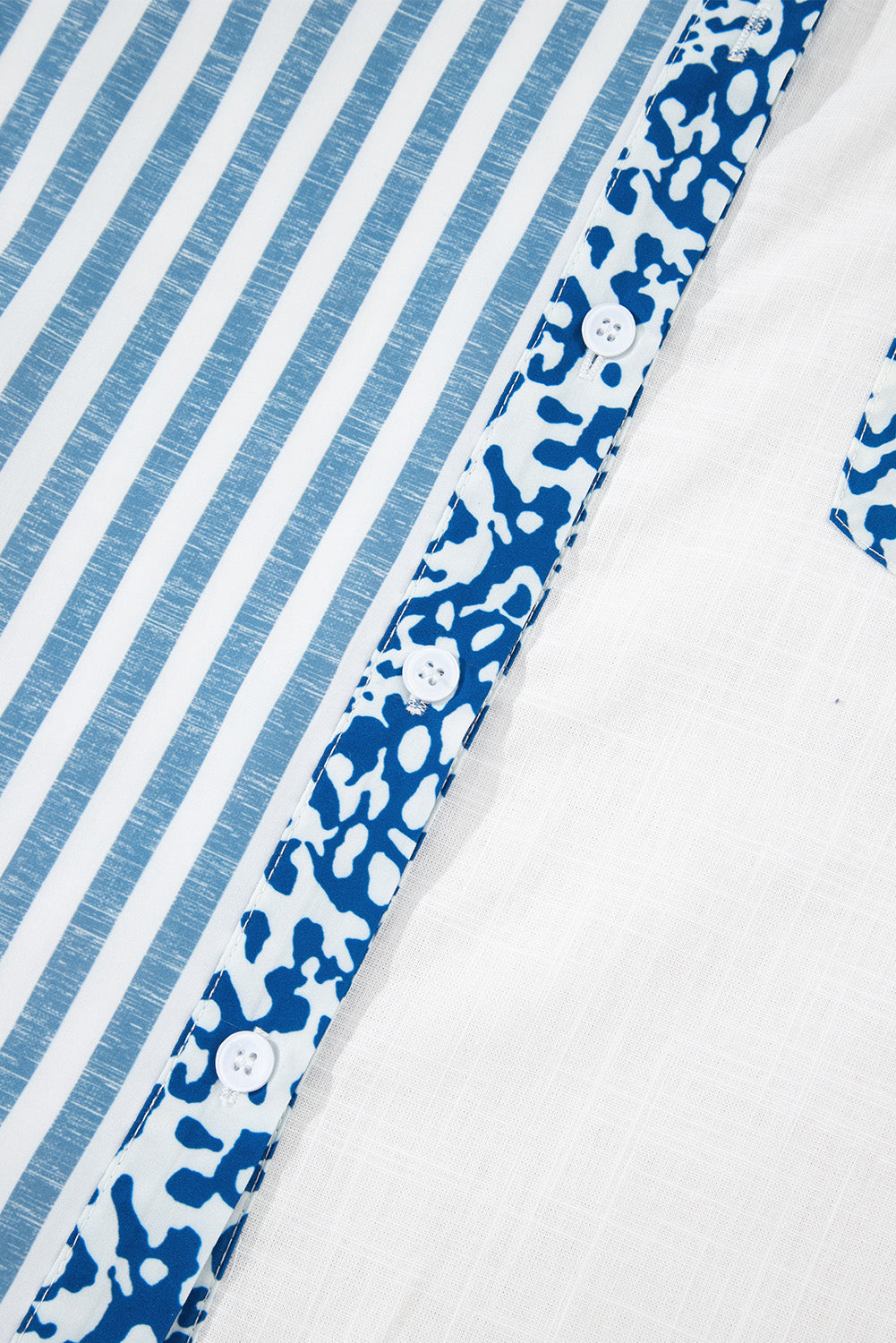 Blue Leopard Striped Button Up Shirt