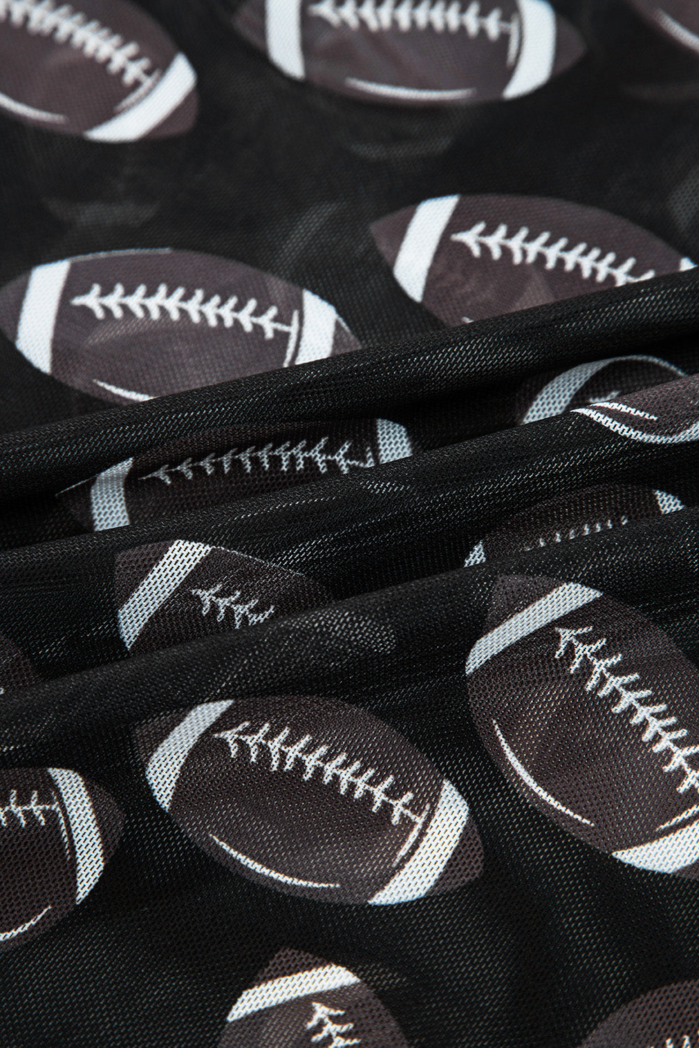 Black Game Day Football Mesh Sheer Top