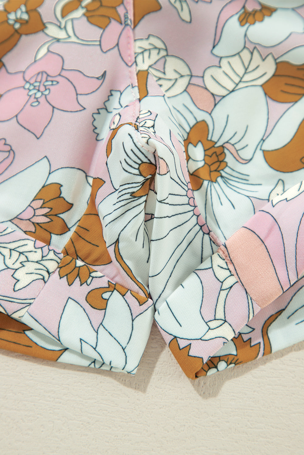 Pink Floral Short Sleeve Collared Romper