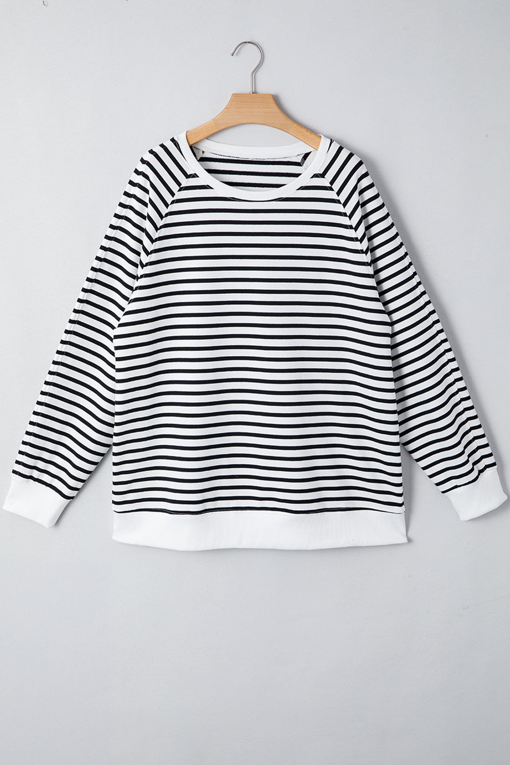 Black Stripe Raglan Sleeve Sweatshirt
