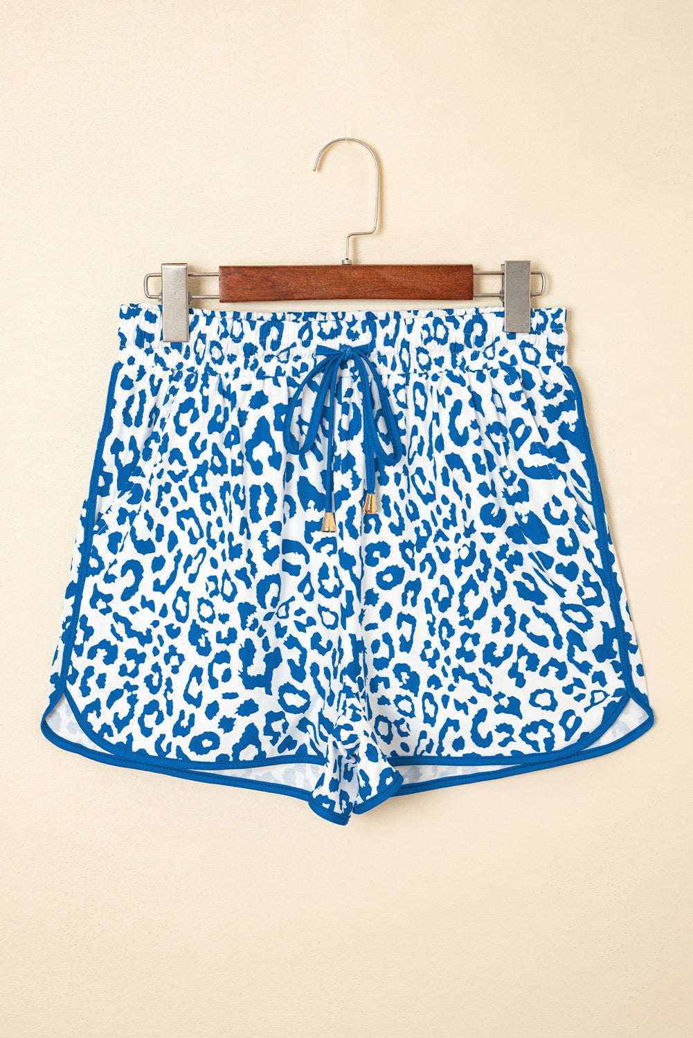 Blue Leopard Elastic Waist Shorts