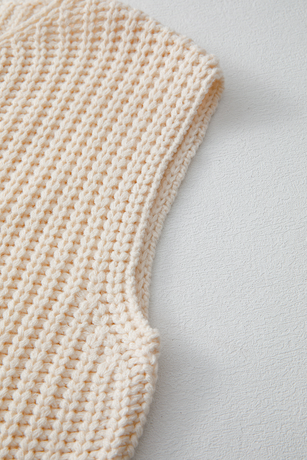 White Solid Textured Knit Buttoned Sweater Vest