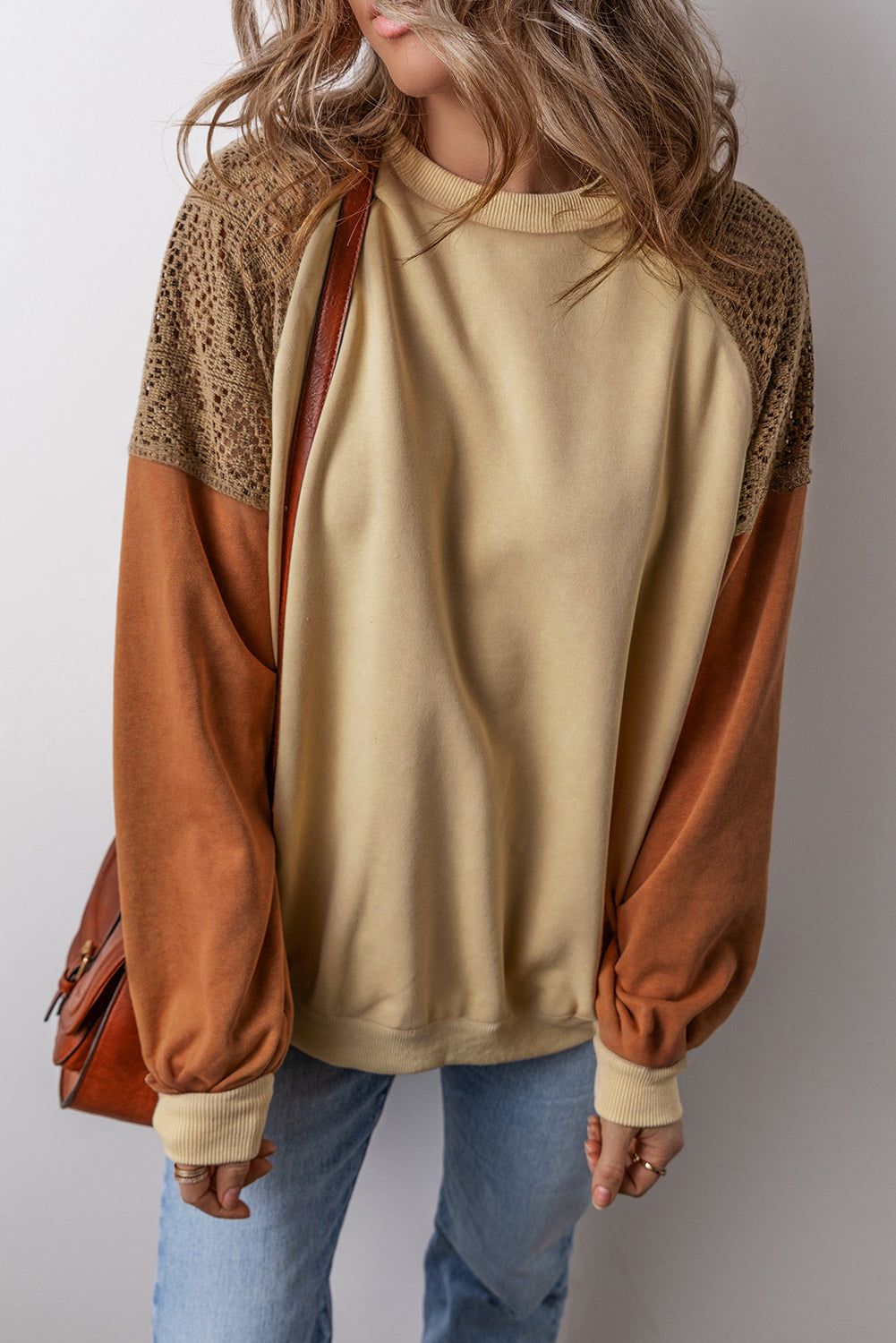 Patchwork Colorblock Drop Shoulder Sweatshirt