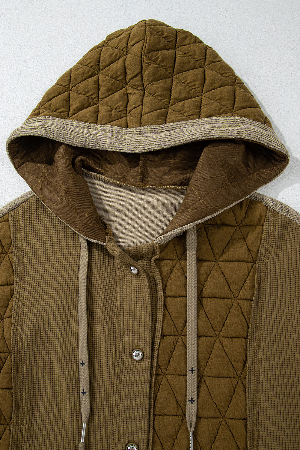 Quilted Textured Patchwork Hooded Jacket