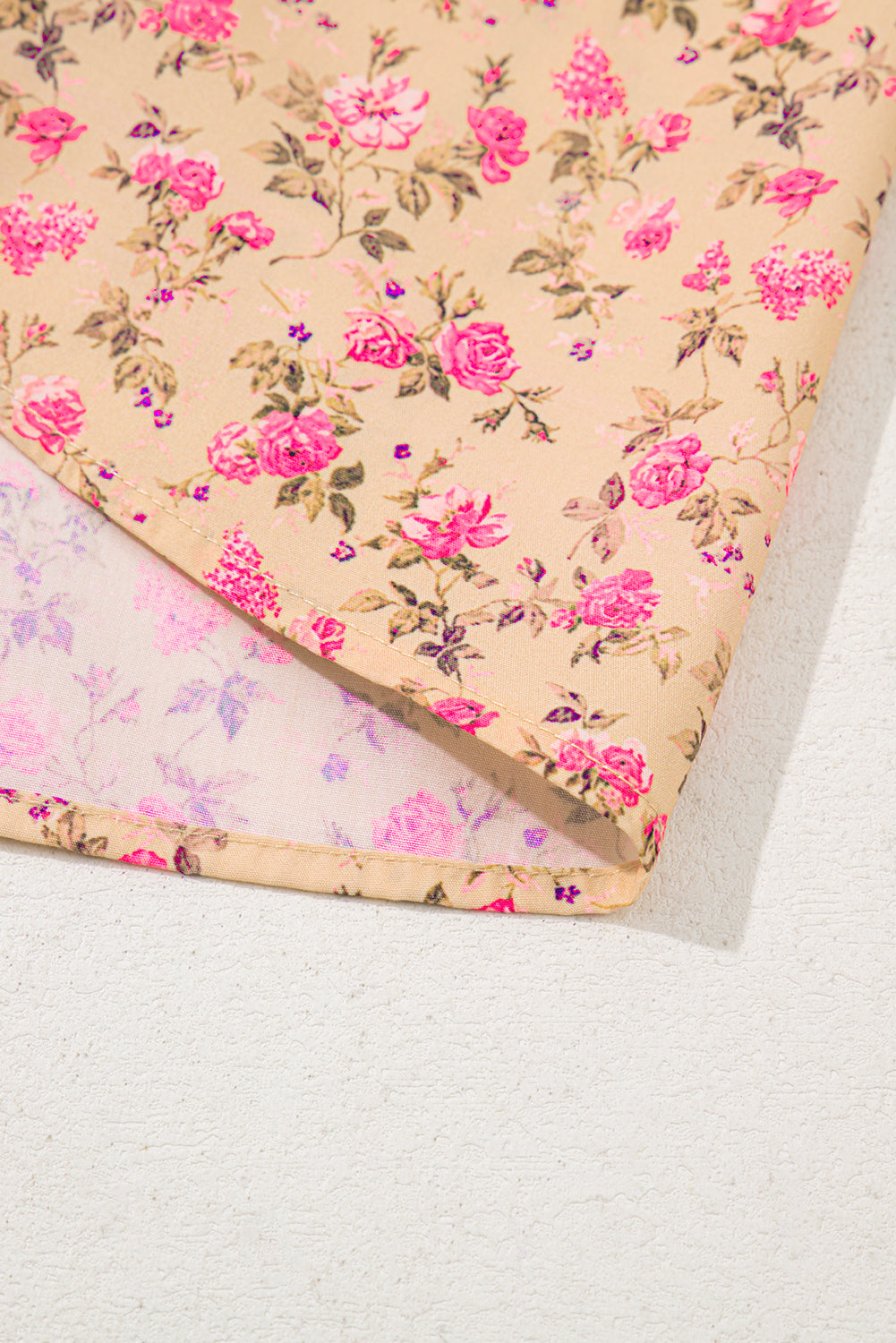 Floral Print Bow Pintuck Bust Half Puff Sleeve Blouse