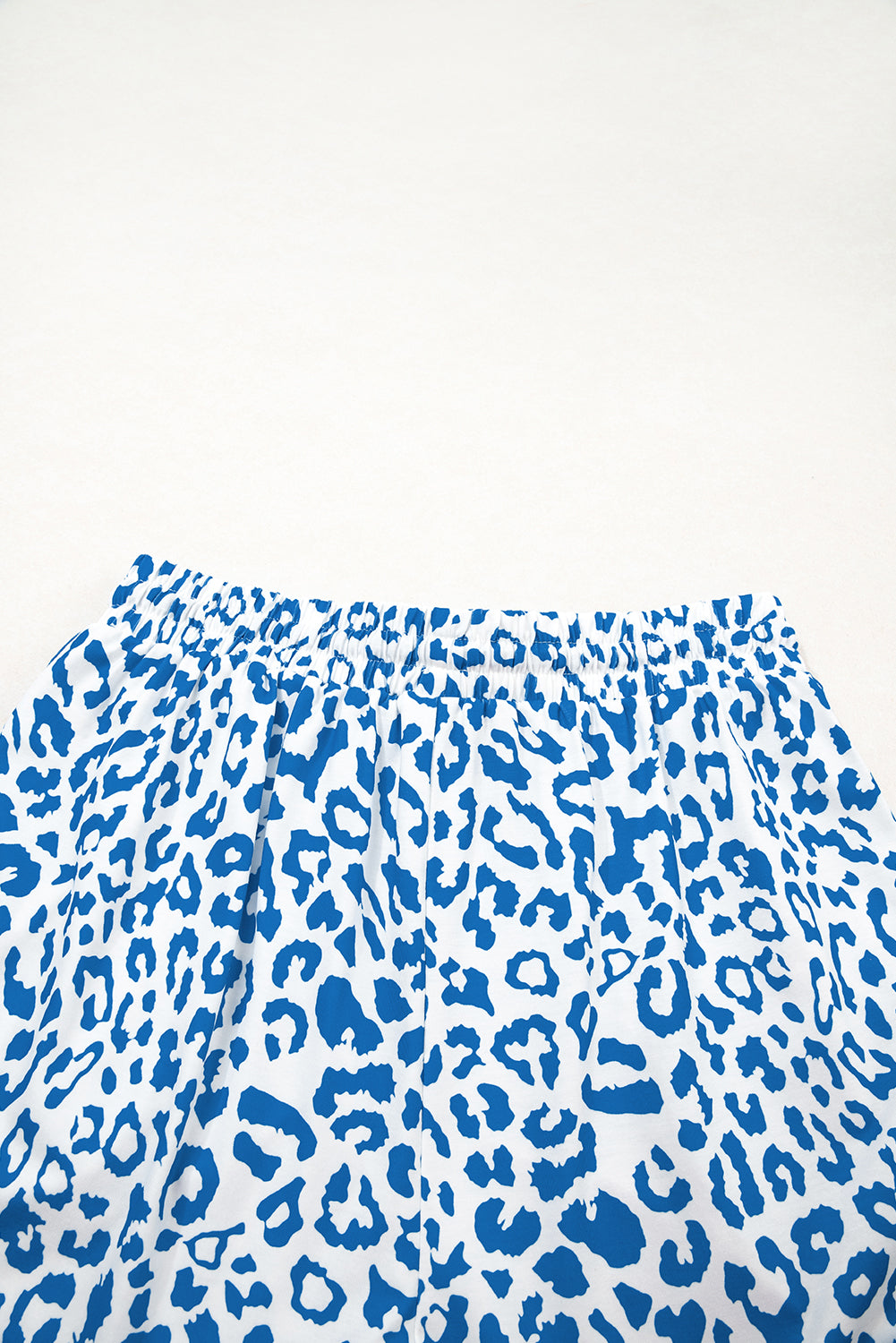 Blue Leopard Elastic Waist Shorts