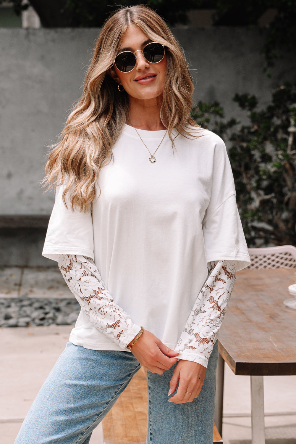 Lace Detailed Long Sleeve Tee