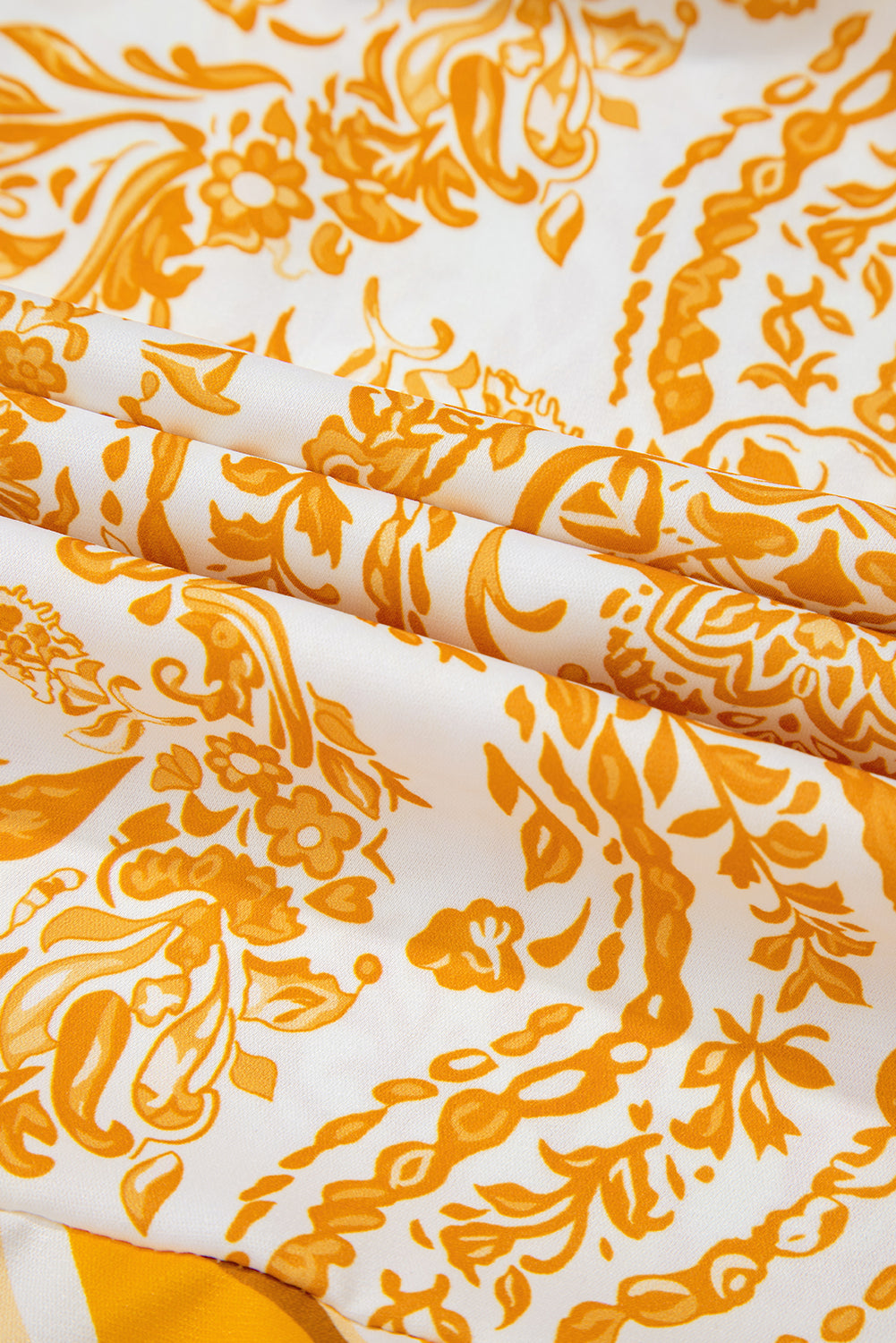 Orange Bohemian Print Puff Sleeve Mini Dress