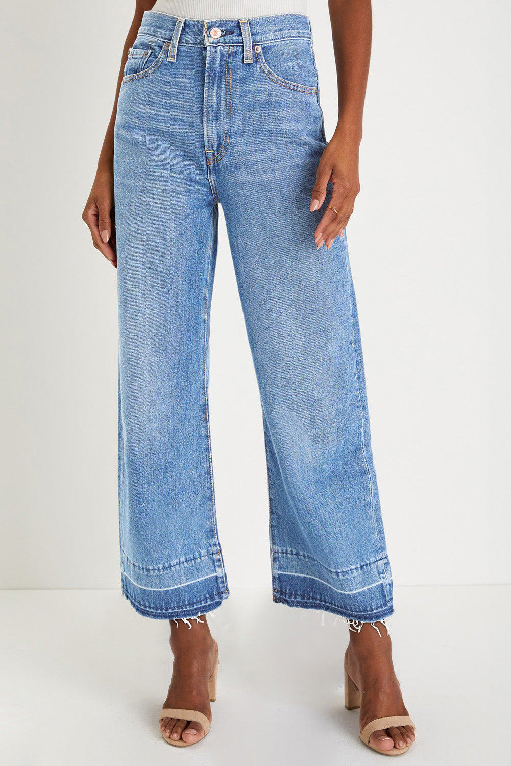 Black Raw Hem Straight Leg Jeans
