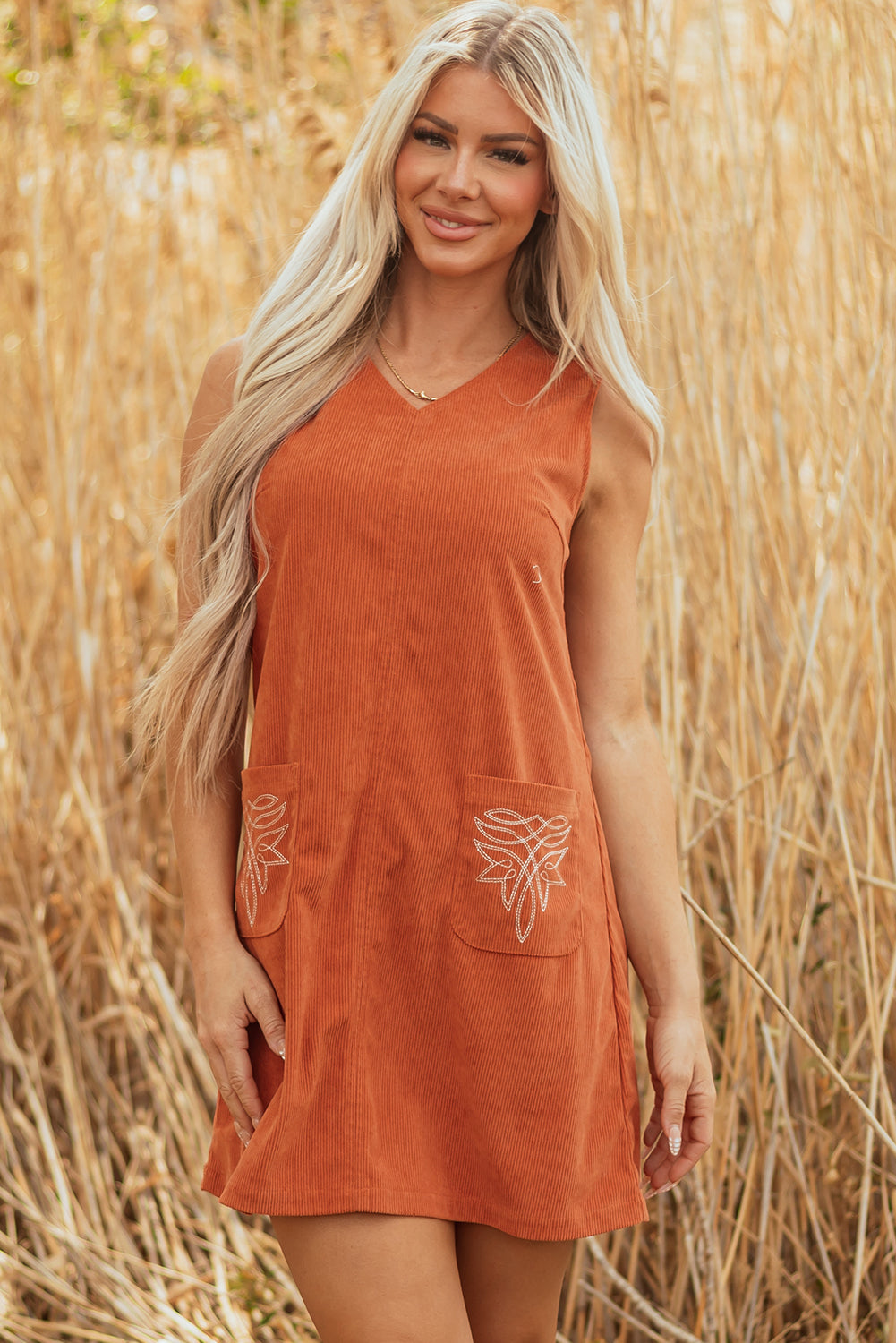 Gold Flame Corduroy Mini Dress