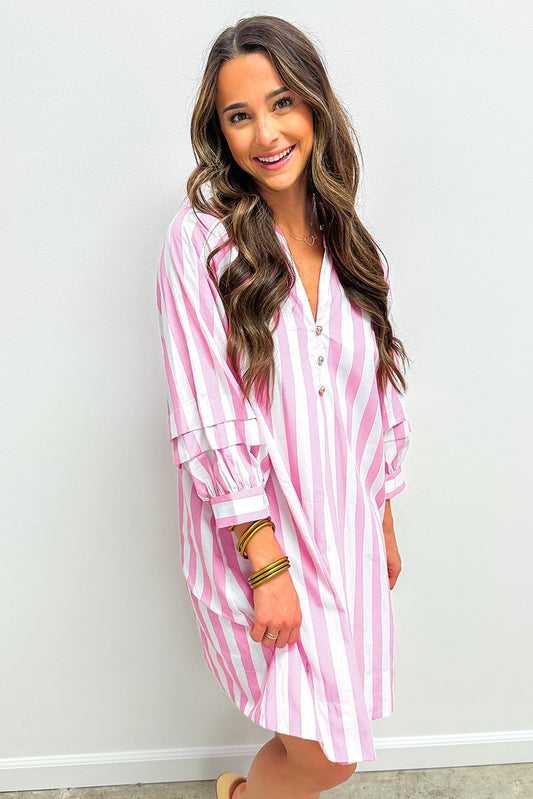 Rose Stripe Loose Mini Dress