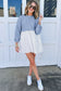 Sky Blue Stripe Pleated High Waist Dress