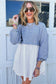 Sky Blue Stripe Pleated High Waist Dress