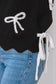 Black Bow Print Scalloped Hem Sweater T Shirt