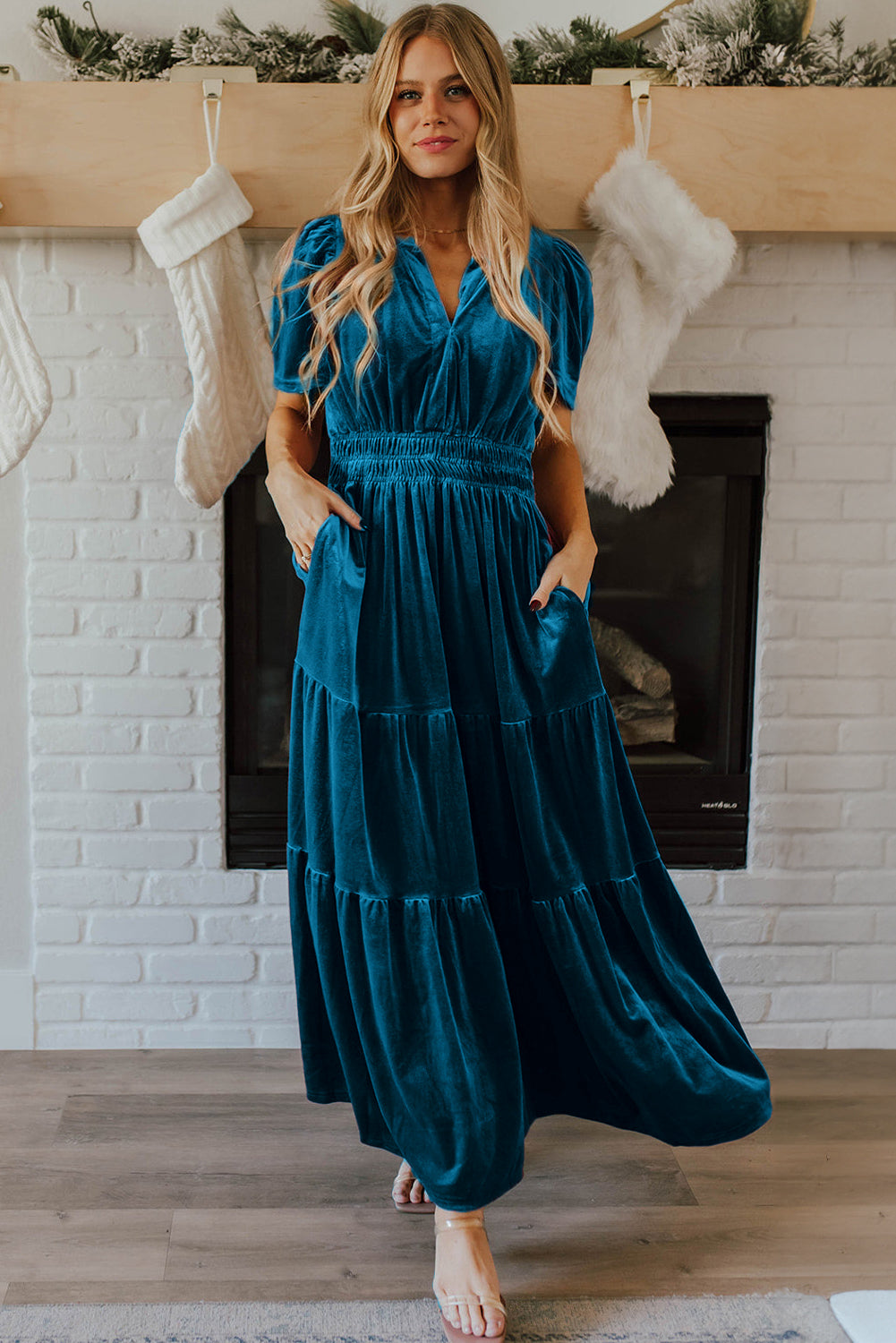 Velvet Dreams Tiered Maxi Dress