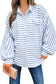 Blue Striped Half Button Sweater