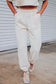 White Textured Cropped Tee and Jogger Pants Set
