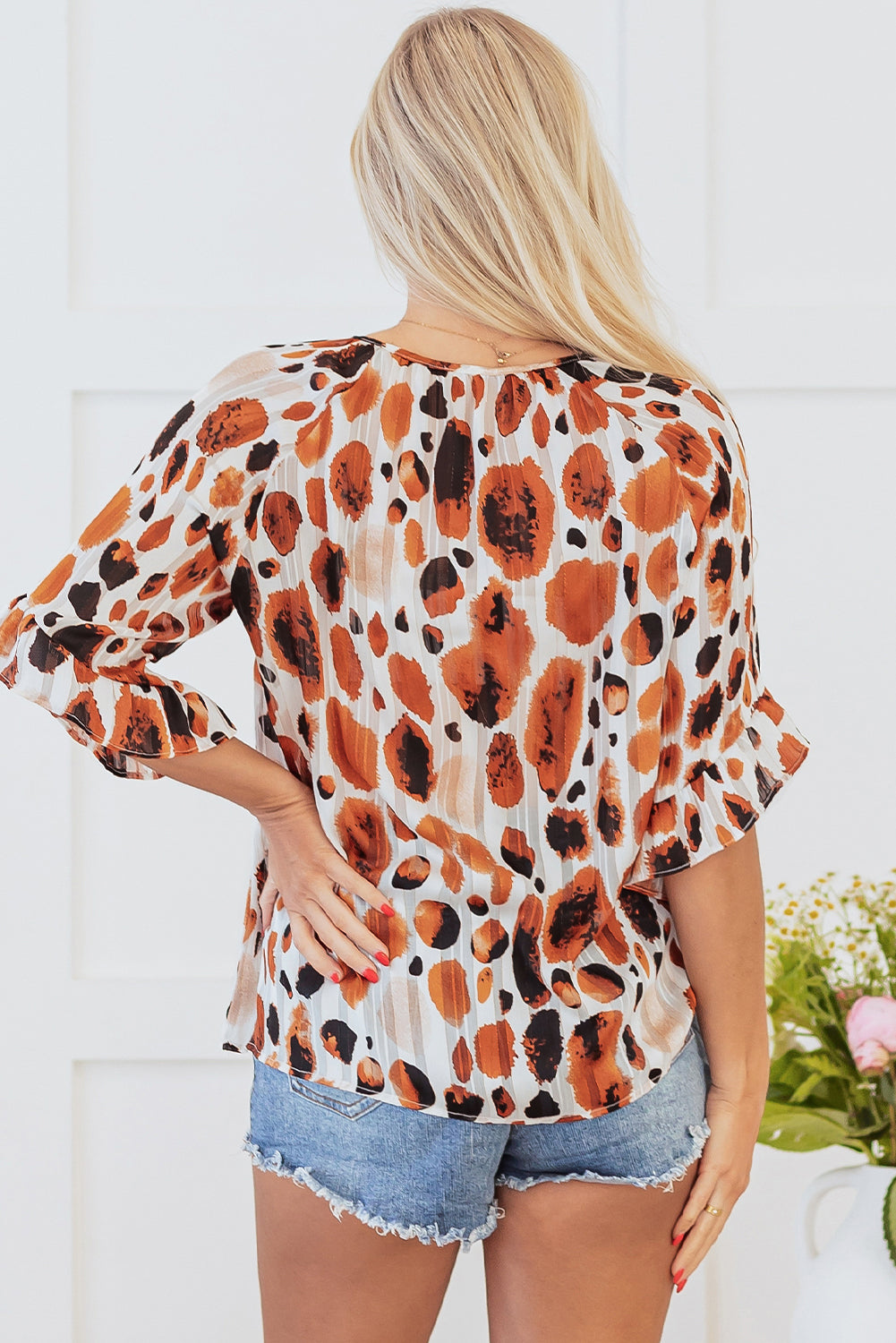 Brown Metallic Abstract  Blouse