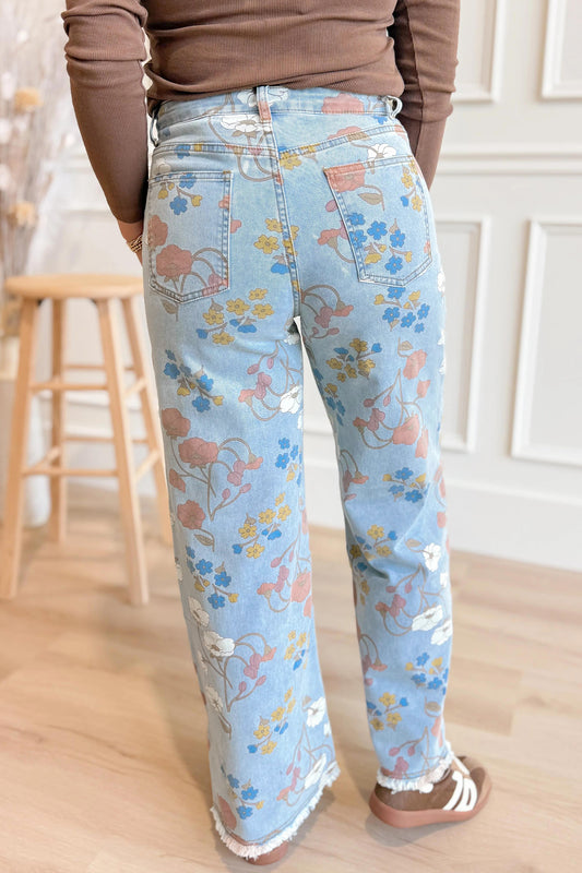 Floral Flare Printed Jeans