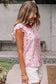 Pink Floral Ruffled Sleeve Bow Blouse