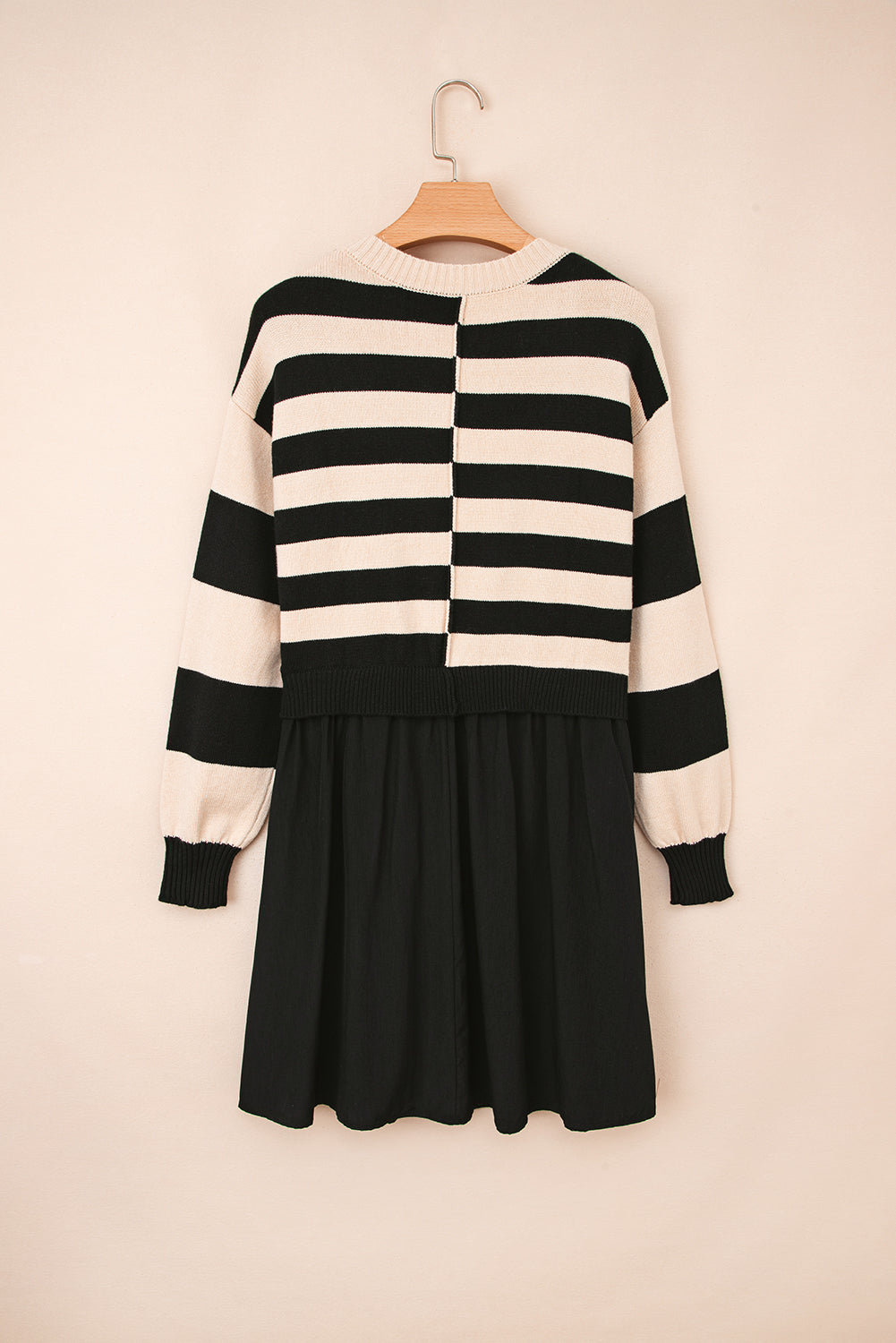 Black Stripe Knitted Top Sweater Dress