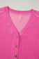 Pink Ribbed Short Sleeve V Neck Buttoned Romper