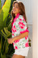 Rose Floral Frilled V Neck Short Sleeve Blouse