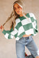 Checkered Balloon Sleeve Sweater