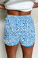 Blue Leopard Elastic Waist Shorts