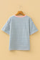 Sky Blue Stripe Contrast Crew Neck Drop Shoulder Loose Tee