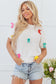 White Colorful Bow Knit Short Sleeve Sweater