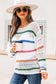 White Color Block Striped Knit Sweater