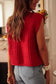 Fiery Red Solid Knit Buttoned Sweater Vest