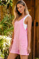 Pink Pocketed V Neck Romper