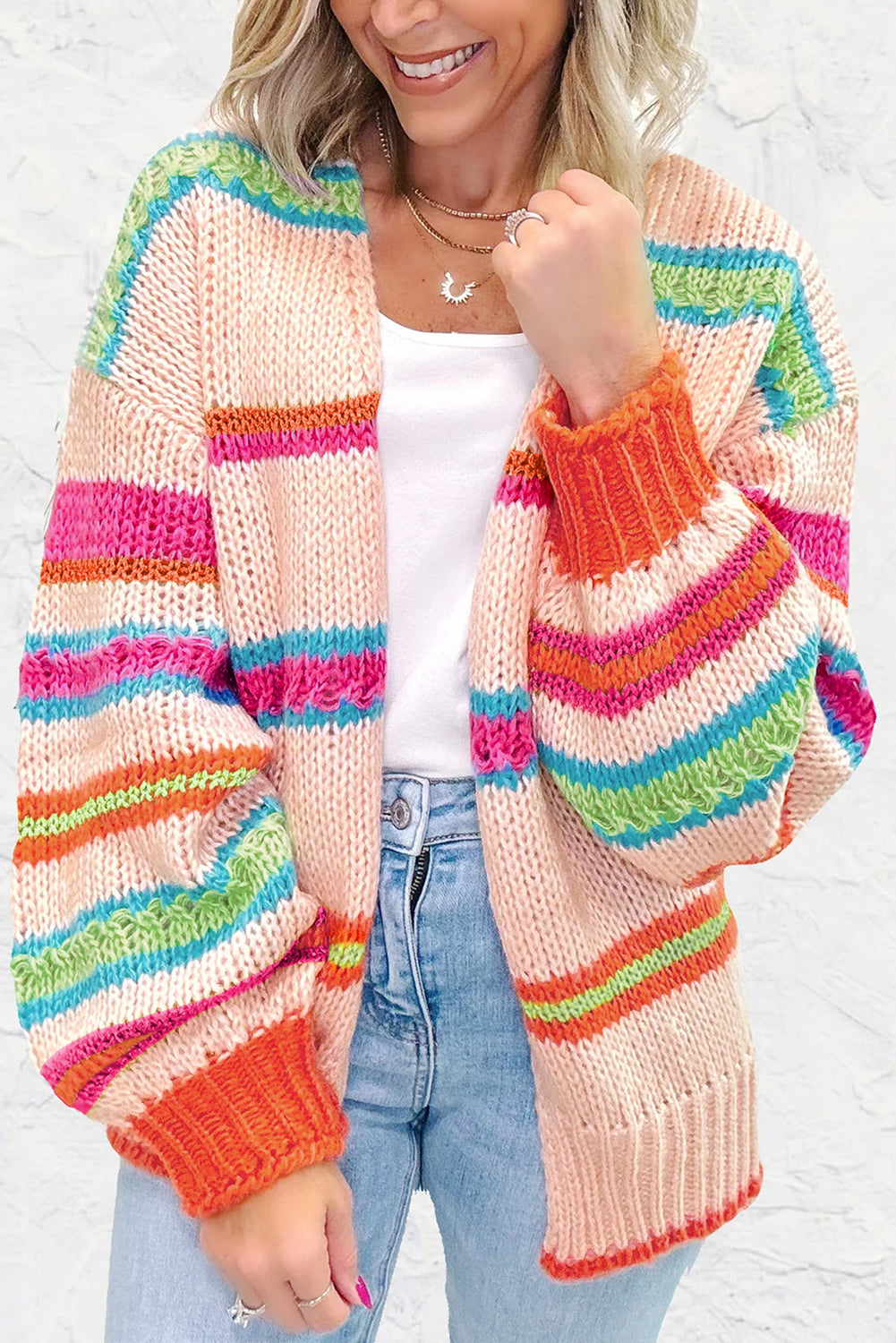 Multicolor Striped Knit Cardigan